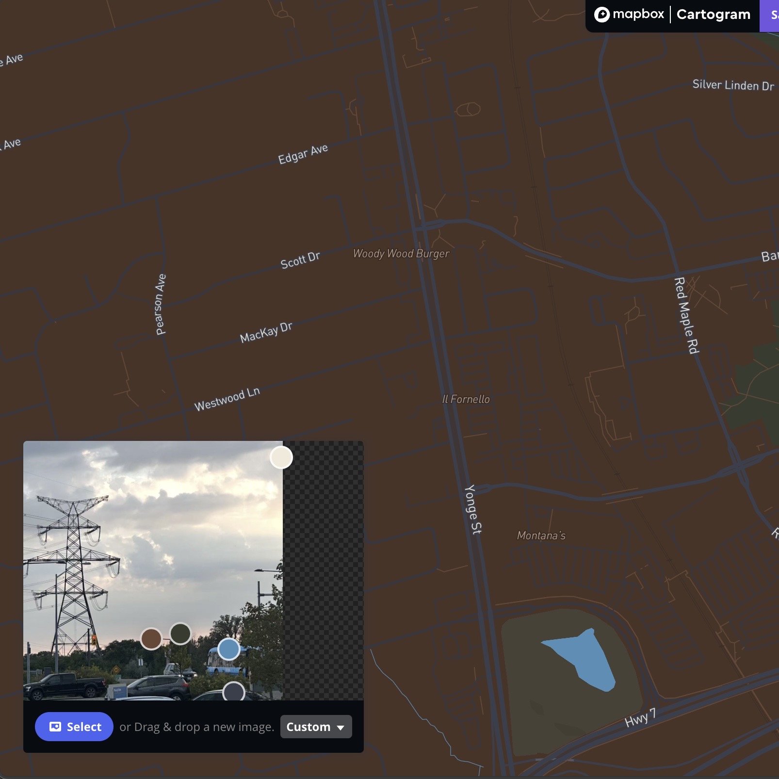 This is the result after I imported the photo using the Cartogram Mapbox.