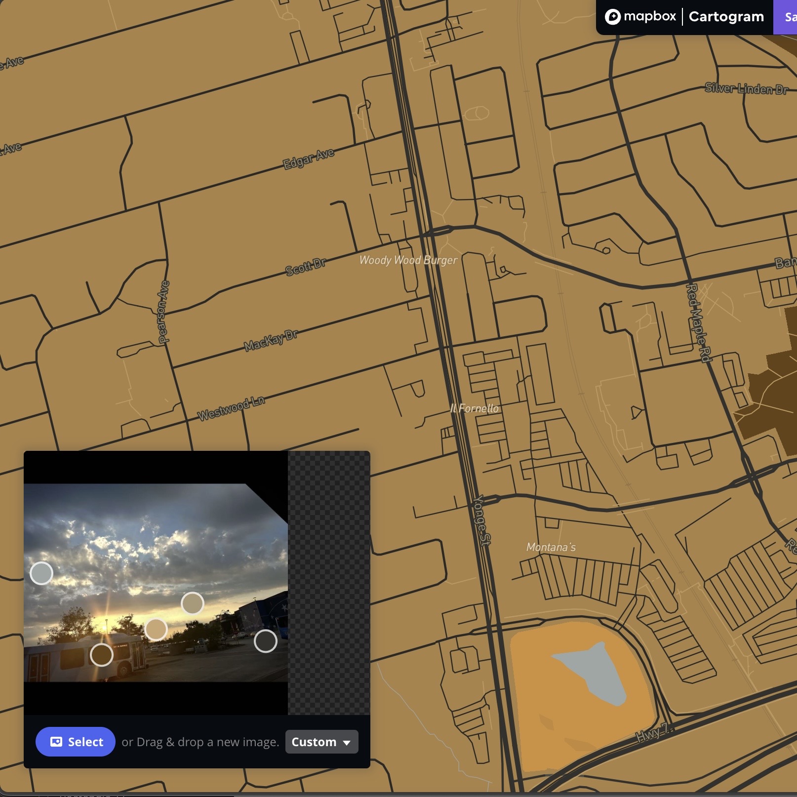 This is the result after I imported the photo using the Cartogram Mapbox.