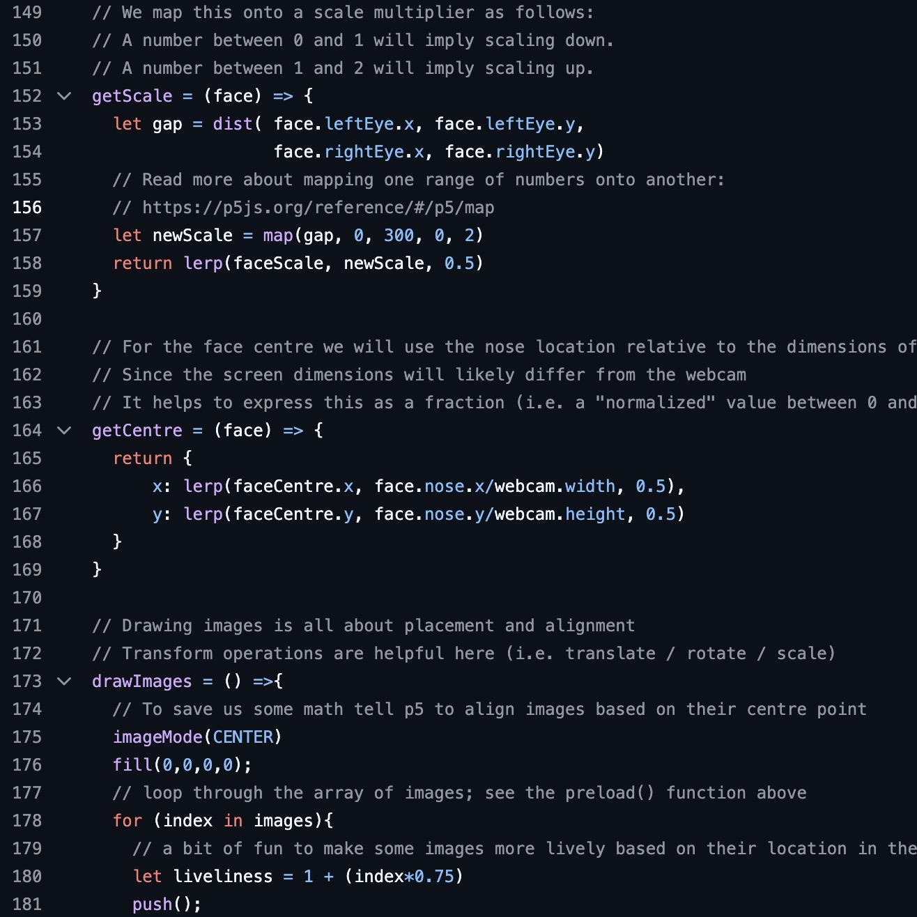 The process of my exploring the code in the teaching video.